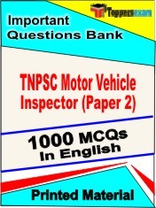 TNPSC MOTOR VEHICLE INSPECTOR PAPER 2 Exam 1000 Objective MCQ / Question Bank in English Book / Printed Material.