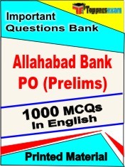 Allahabad Bank PO Prelims Exam 1000 Objective MCQ / Question Bank in English Book / Printed Material.