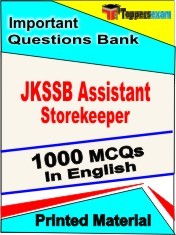 JKSSB ASSISTANT STOREKEEPER Exam 1000 Objective MCQ / Question Bank in English Book / Printed Material.