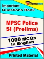 MPSC Police SI Prelims Exam 1000 Objective MCQ / Question Bank in English Book / Printed Material.