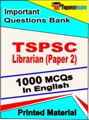 TSPSC Librarian Paper 2 Exam 1000 Objective MCQ / Question Bank in English Book / Printed Material.