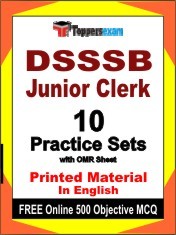DSSSB Junior Clerk Exam 10 Practice Sets Book English & FREE Online 500 Objective MCQ.