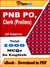EBook of PNB PO, Clerk Prelims Exam (Objective Questions /MCQ) PDF in English