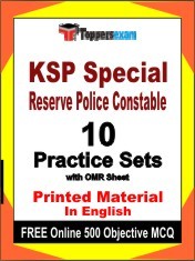 KSP Special Reserve Police Constable Exam 10 Practice Sets Book English & FREE Online 500 Objective MCQ.