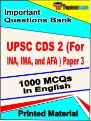 UPSC CDS 2 (For INA, IMA, and AFA) Paper 3 Exam 1000 Objective MCQ / Question Bank in English Book / Printed Material.