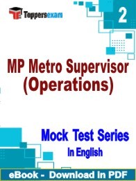 MP Metro Supervisor (Operations) PDF Book In English