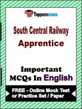 South Central Railway Apprentice Exam Objective MCQs in English (Booklet), FREE - Online Mock Test or Practice Set / Paper