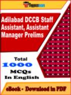Adilabad DCCB Staff Assistant, Assistant Manager Prelims PDF Book In English - MCQ / Objective Questions