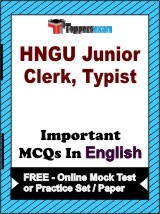 HNGU Junior Clerk, Typist Exam Objective MCQs in English (Booklet), FREE - Online Mock Test or Practice Set / Paper