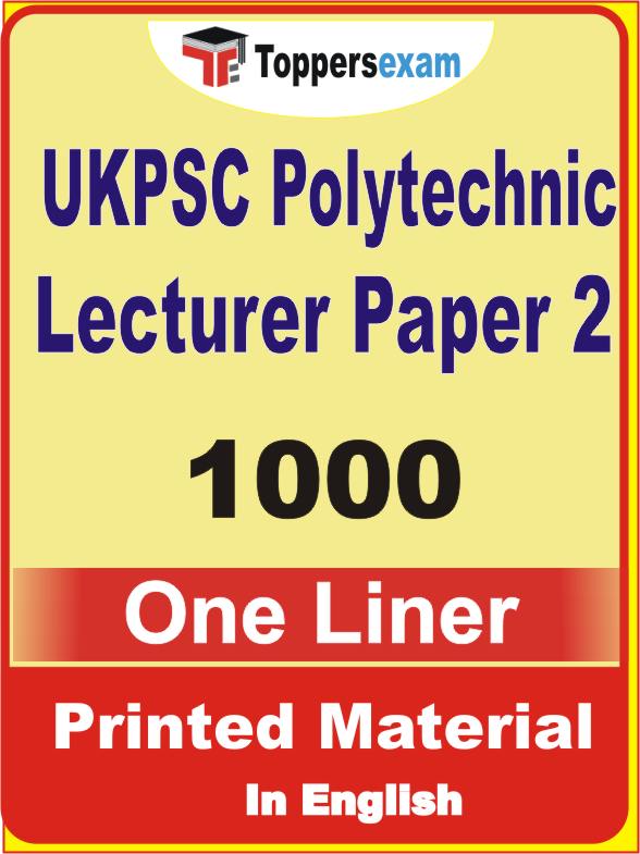 UKPSC Polytechnic Lecturer Paper 2 One Liner Book in English
