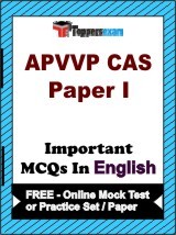 APVVP CAS (Paper 1) Exam Objective MCQs in English (Booklet), FREE - Online Mock Test or Practice Set / Paper