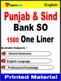 Punjab & Sind Bank SO One Liner Book in English