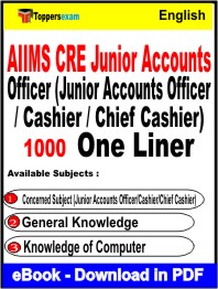 AIIMS CRE Junior Accounts Officer (Junior Accounts Officer/Cashier/Chief Cashier) One Liner Book PDF in English