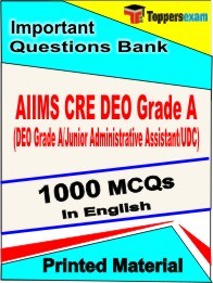 AIIMS CRE DEO Grade A Exam (DEO Grade A/Junior Administrative Assistant/UDC) Exam  Book in English - Objective MCQ