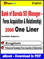 Bank of Baroda SO (Manager- Forex Acquisition & Relationship) One Liner Book PDF in English