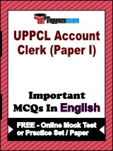 UPPCL Account Clerk (Paper 1) Exam Objective MCQs in English (Booklet), FREE - Online Mock Test or Practice Set / Paper