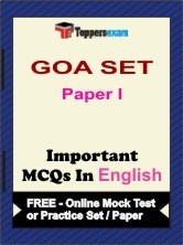 GOA SET (Paper I) Exam Objective MCQs in English (Booklet), FREE - Online Mock Test or Practice Set / Paper