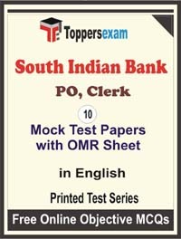 South Indian Bank PO, Clerk Test Book in English - Practice Set