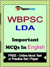 WBPSC LDA Exam Objective MCQs in English (Booklet), FREE - Online Mock Test or Practice Set / Paper